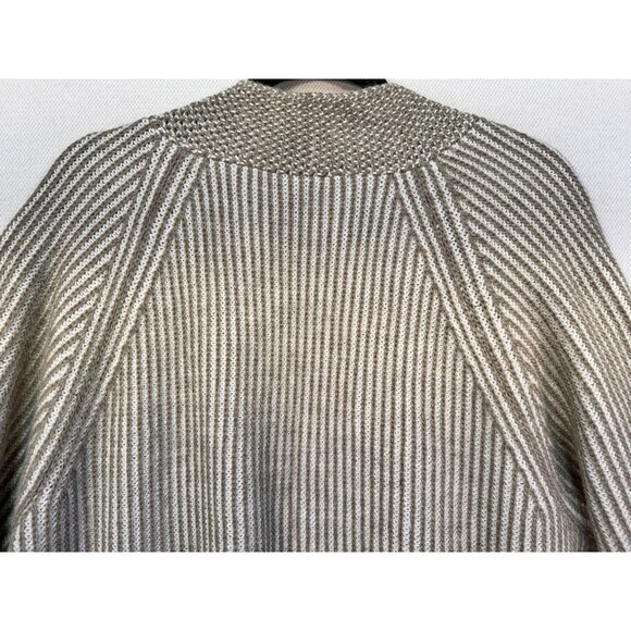 Elisabetta Collection Womens Cardigan Sweater 2X Beige Striped Made In Italy - Picture 13 of 13